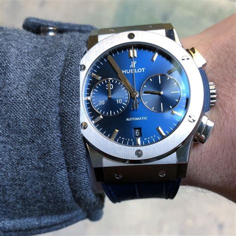 hublot classic fusion chronograph blue dial 45mm titanium|pre owned Hublot classic fusion.